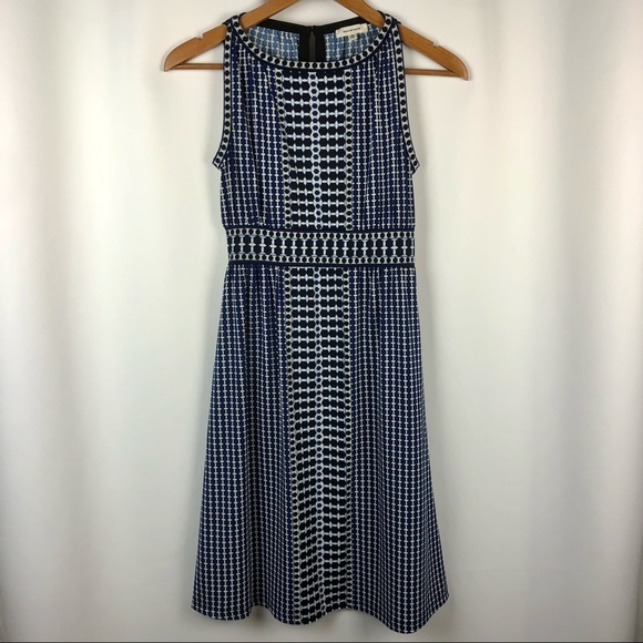 Max Studio Black & Blue Print High Neck Midi Dress - Size XS - Picture 1 of 9